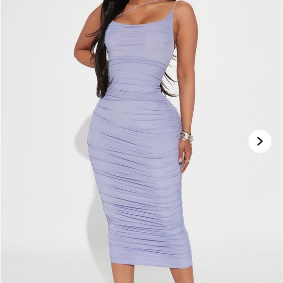 Fashion Nova Lilac Ruched Bodycon Dress - Picture 1 of 4